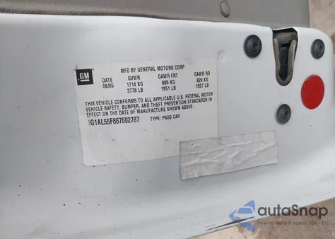 2006 Chevrolet Cobalt Lt z USA, uszkodzony, nr VIN 1G1AL55F867602787